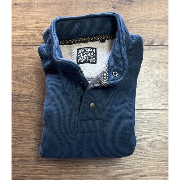 Jeremiah and Sons Men’s S Small Flood Blue Sherpa Lined 3 Snap Close Pullover - Picture 10 of 11